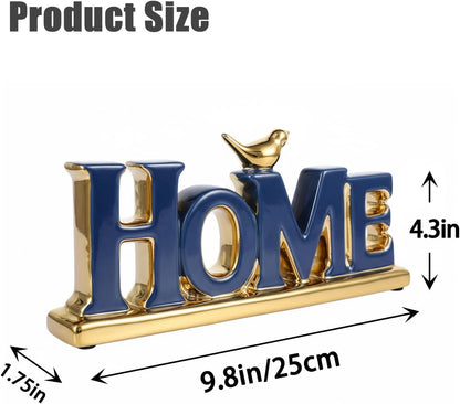 Love Sign Decoration,Blue and Gold Home Signs for Home Decor Statue,Modern Bird Sculpture