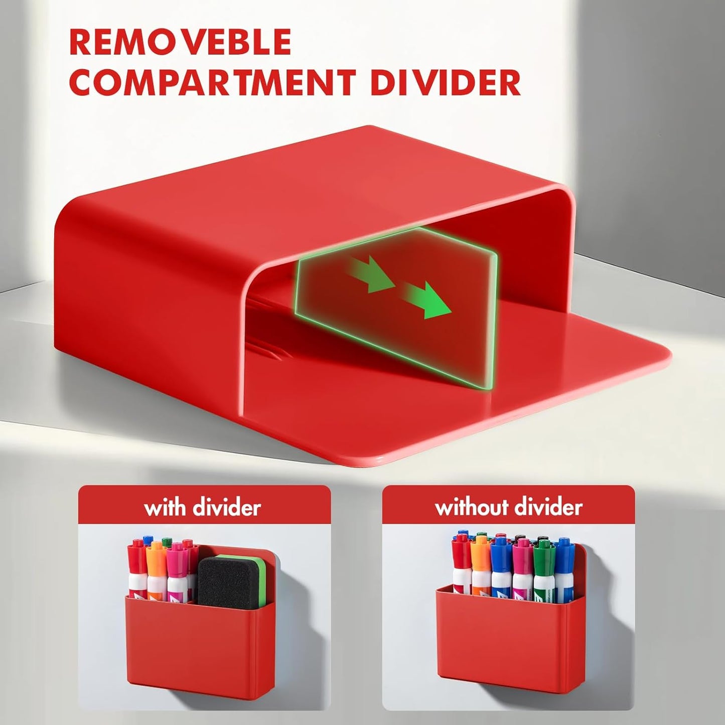 BEYGORM 2 Pack Plastics Magnetic Pen Holder for Refrigerator, Dry Erase Marker Holder for