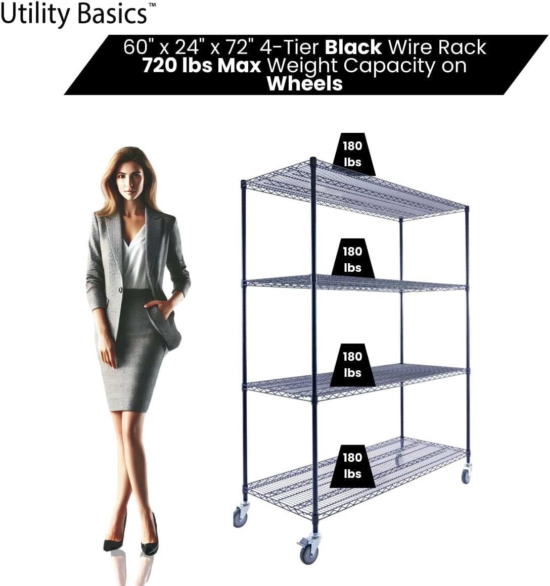 60"x24"x72" Premium Metal Steel 4-Tier Wire Shelving NSF 3200 LBS MAX Capacity Heavy Duty Storage