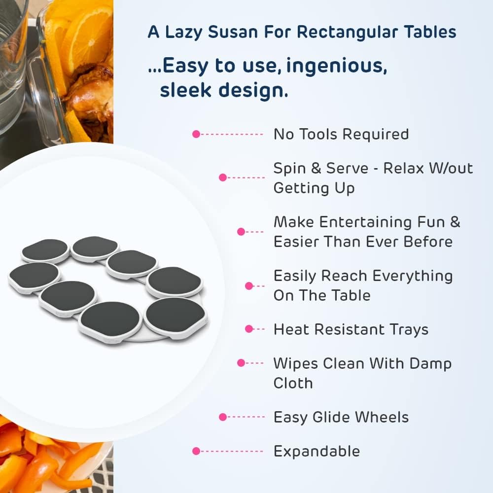 Full Set - Dark Gray - The First Patented Lazy Susan Turntable Expandable for Rectangular & Oblong