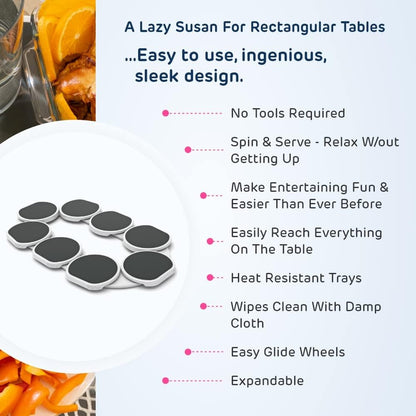 Full Set - Dark Gray - The First Patented Lazy Susan Turntable Expandable for Rectangular & Oblong
