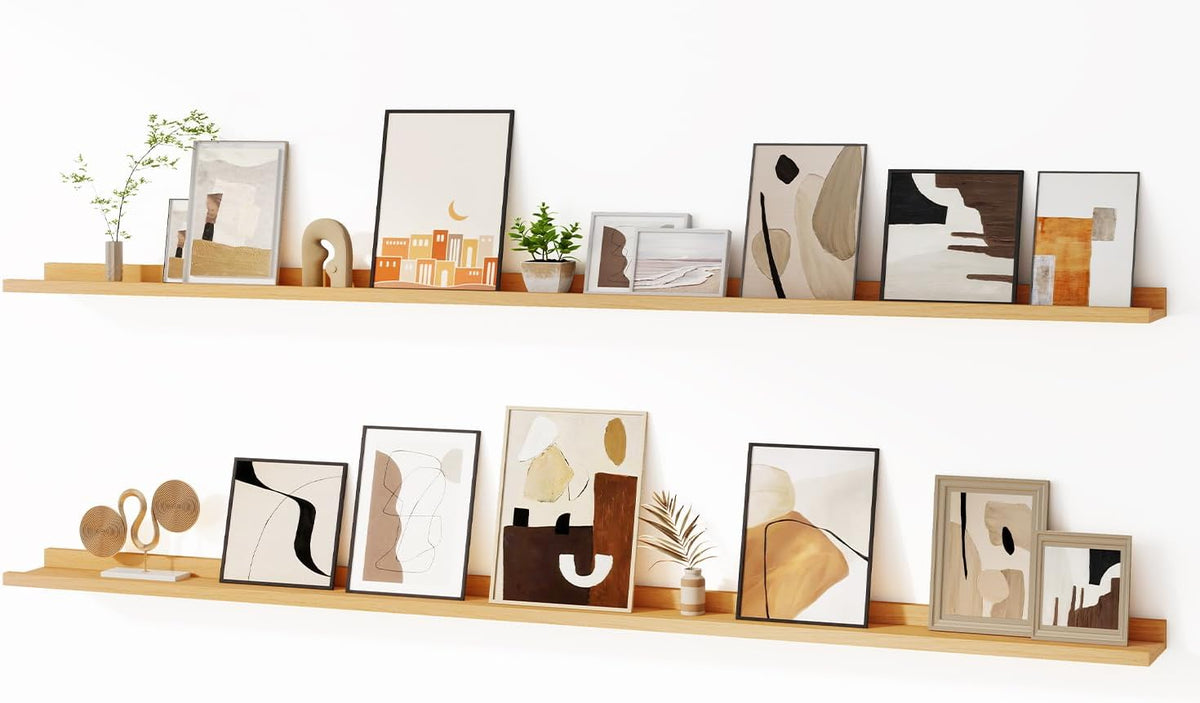 Floating Picture Ledge Shelves for Wall Set of 2, 72 Inches Picture Ledge Shelf with Long Large
