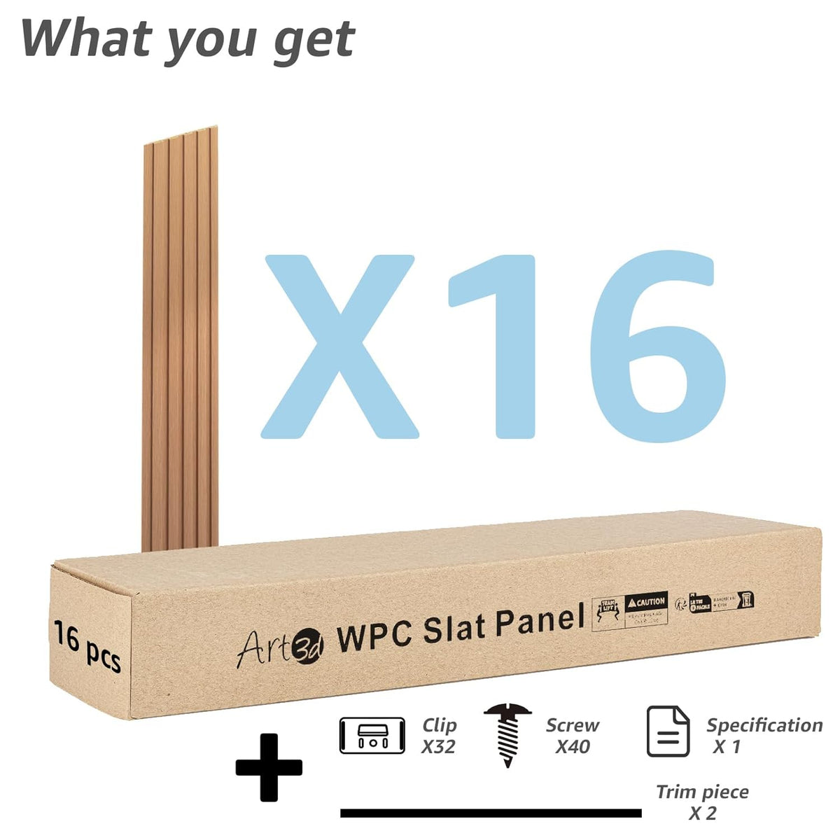 Art3d WPC Wainscoting Panels, 16-Pack 48 x 6 Inch 3D Wall Accents for Interior Wall Decor, Living