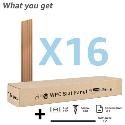 Art3d WPC Wainscoting Panels, 16-Pack 48 x 6 Inch 3D Wall Accents for Interior Wall Decor, Living