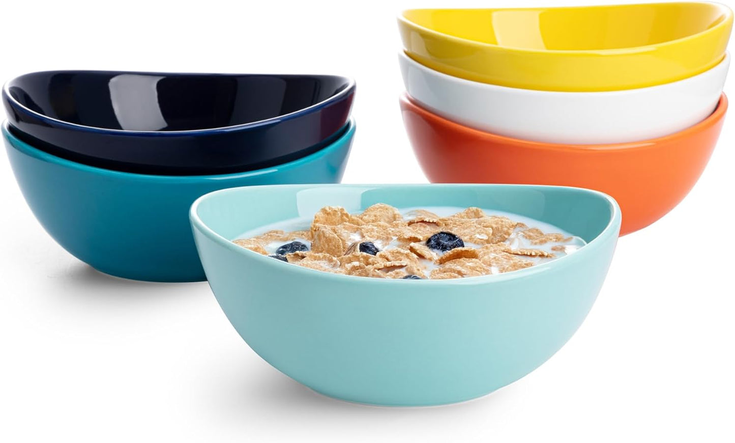 Sweese porcelain bowls 18 oz set of 6 - versatile for soup, cereal, fruit, rice - microwave