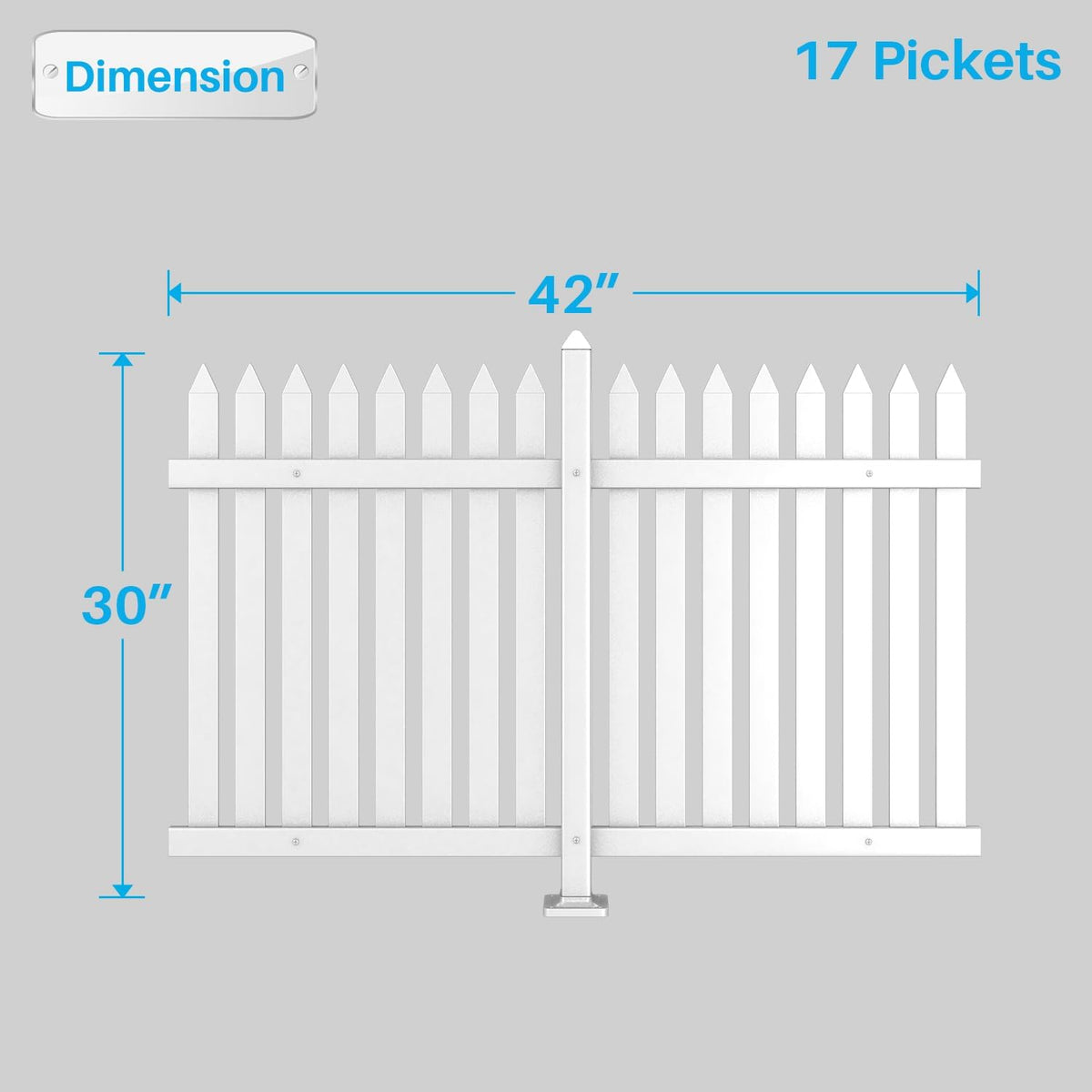 Patio 4 Sets Vinyl Picket Fence Panels 30" H x 84" W White PVC Decorative Fence for Front Yard