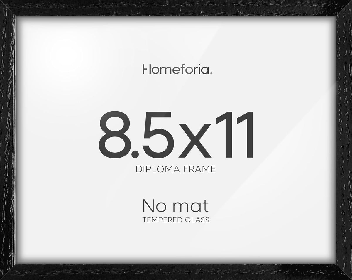 Homeforia 8.5x11 Diploma Frame Black Wood, High End Oak 8.5 x 11 Certificate Frames, 11x8.5 Black