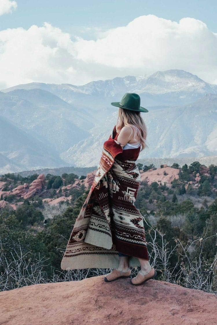 Inca Aztec Throw, Queen, King Blanket | Southwest Indian Navajo Boho Style | Native Cover for