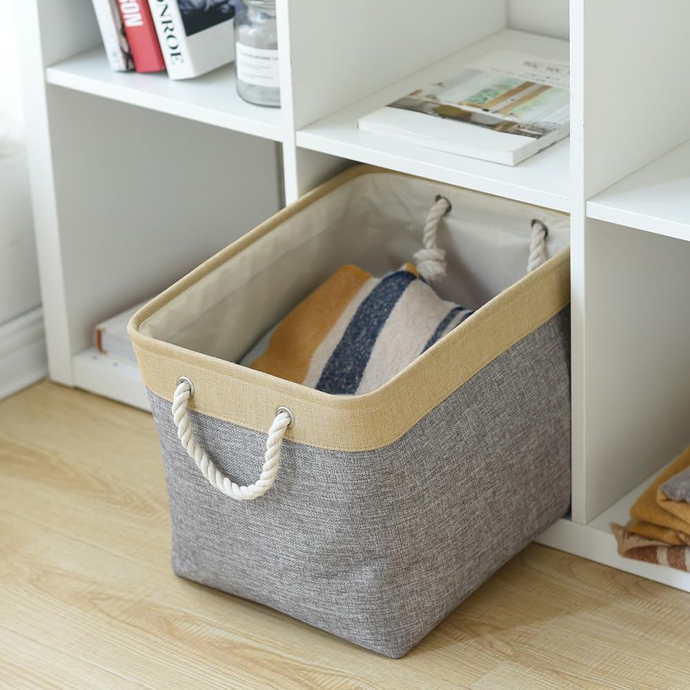 TheWarmHome Storage Basket for Organizing - Fabric Large Cubes 3 Pack 16x12x12 inch Baskets, Cube