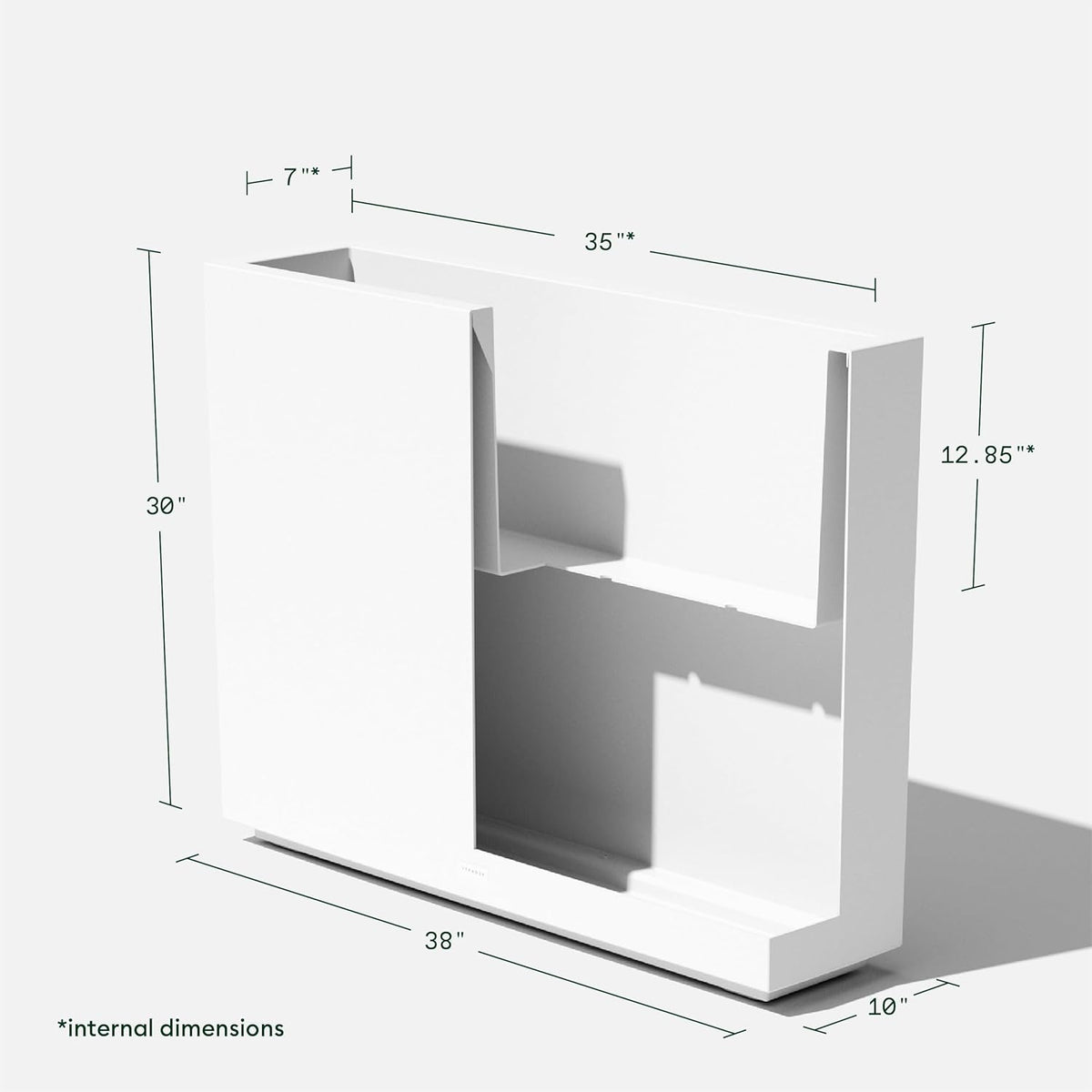 Veradek Span Plastic Box Series Planter - Tall Rectangular, White, All-Weather Resistant, Removable
