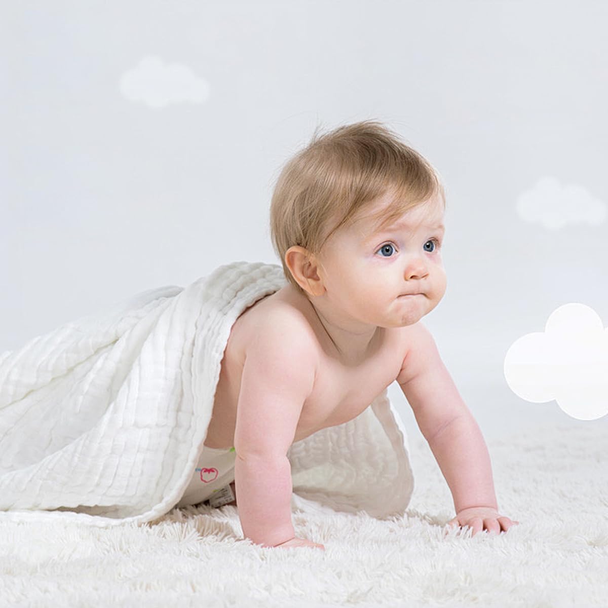EMME Muslin Baby Blankets 100% Cotton 4-Layer Swaddle 40"x50" Lightweight Soft Breathable for