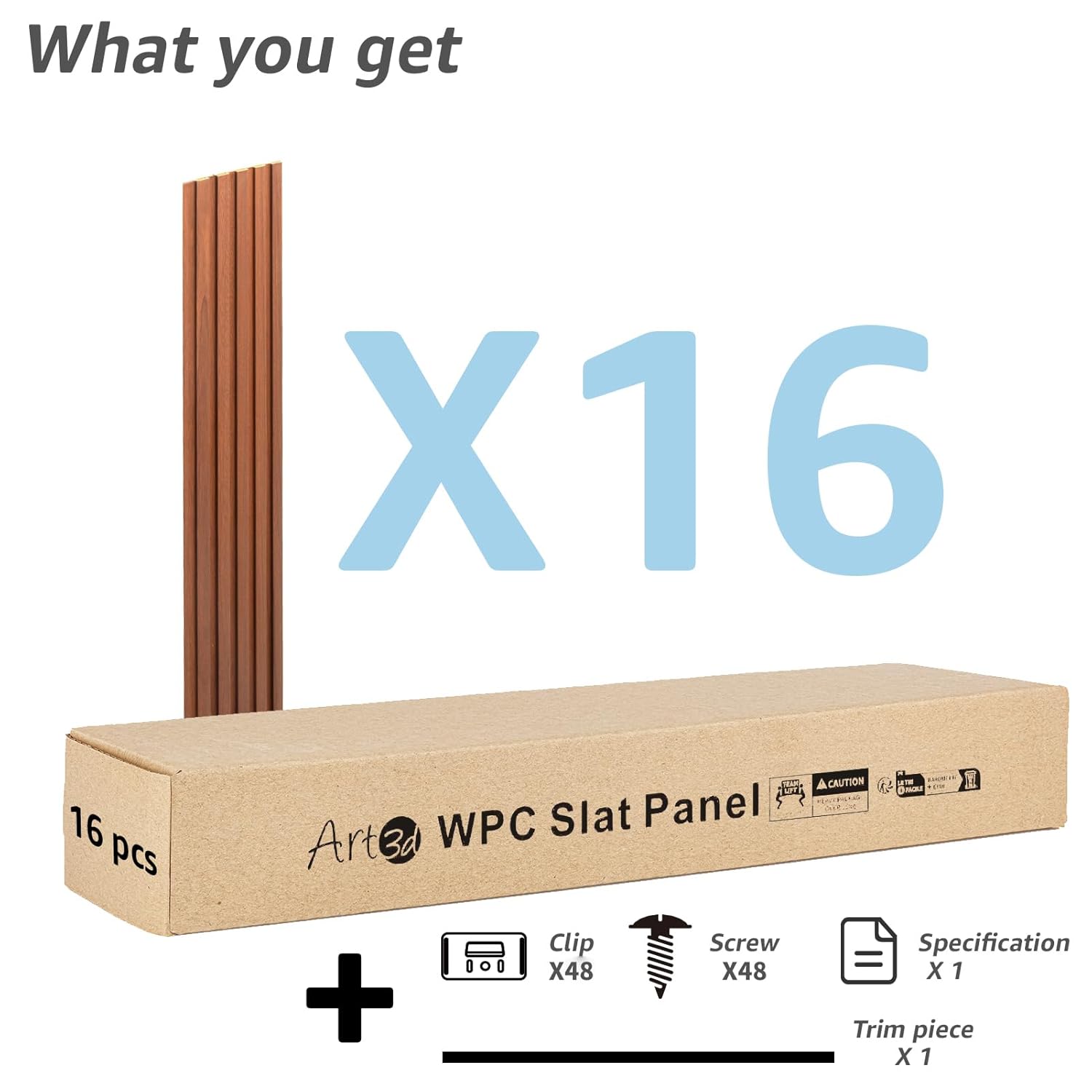 Art3d WPC Wainscoting Panels, 16-Pack 48 x 6 Inch 3D Wall Accents for Interior Wall Decor, Living
