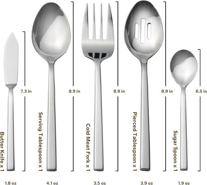 Alata Cube 65-Piece Forged Stainless Steel Flatware Set Cutlery Set with Utensil-Serving Set