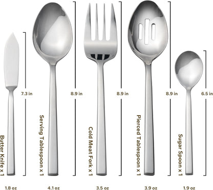 Alata Cube 45-Piece Forged Stainless Steel Flatware Set Cutlery Set,Service for 8,Silver