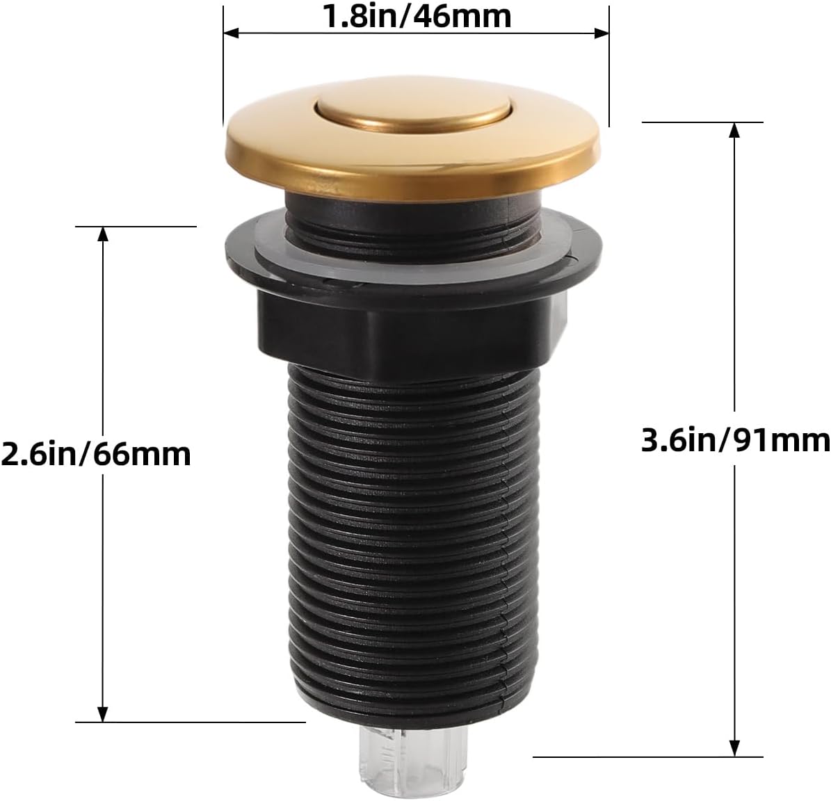 RQYEKDO Garbage Disposal 2.5" Air Switch Kitchen Sink Top Long Stainless Steel Polished Nickel Long