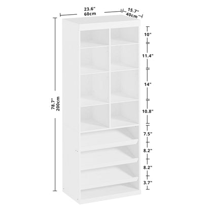 IRONCK Tall Shoe Storage Cabinet with Adjustable Shelves and Cubbies, White