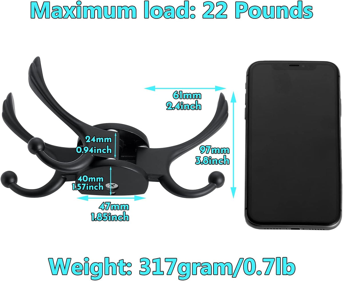 Heavy Duty Swivel Coat Hook Space Saving Towel Rope Hook Wall Mount Triple Swing Arms for RV