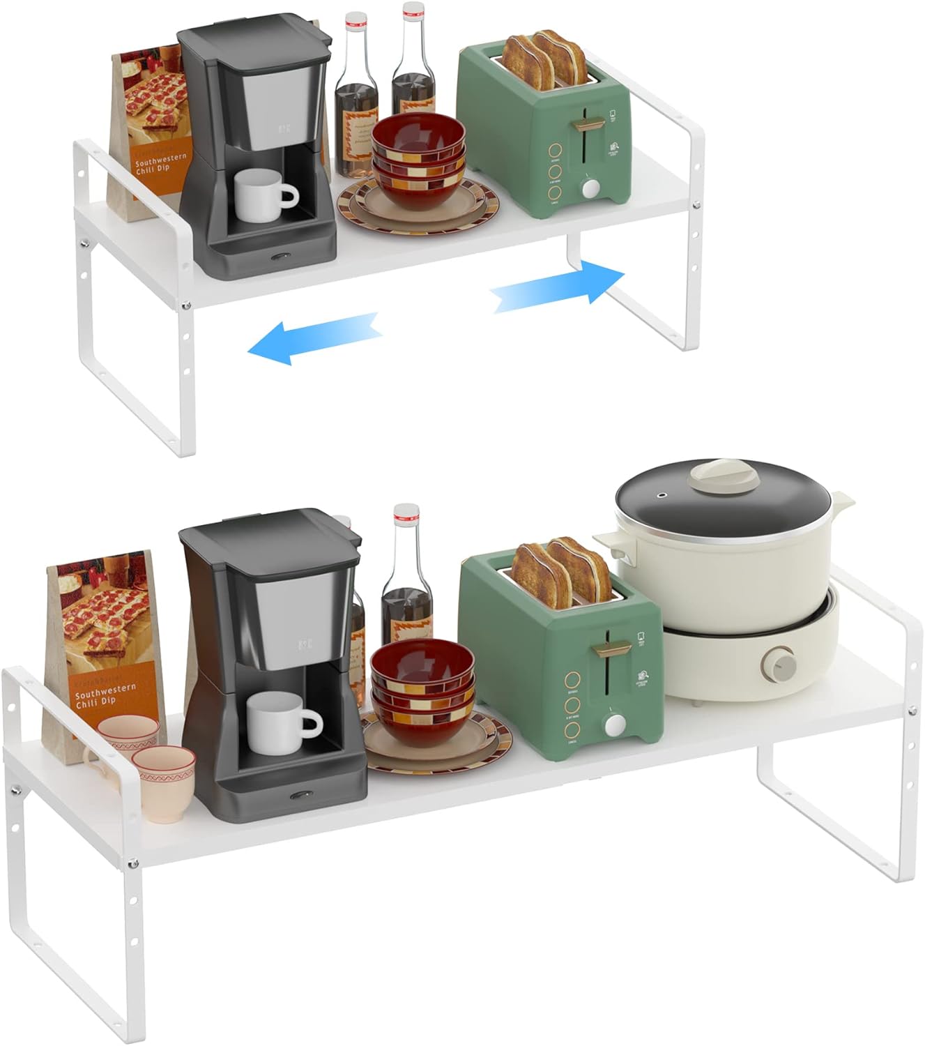iPEGTOP Expandable Cabinet Storage Shelf Organizer Rack, Heavy Duty Cupboard Stand Spice Rack