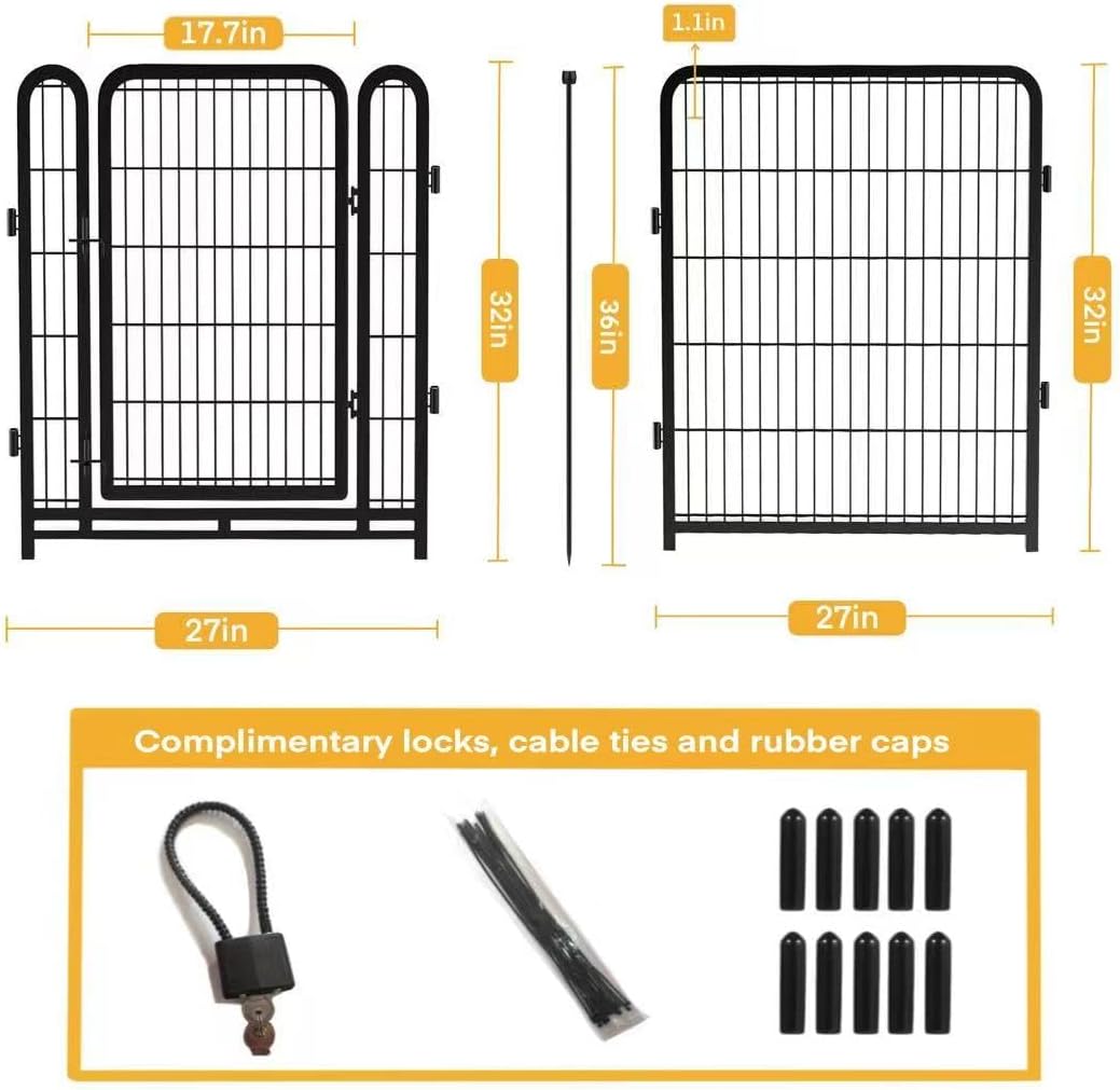 Dog Playpen 32 inch(H) 4 Panels Dog Fence Outdoor for Yard. Metal Dog Pen Heavy Duty Pet Puppy