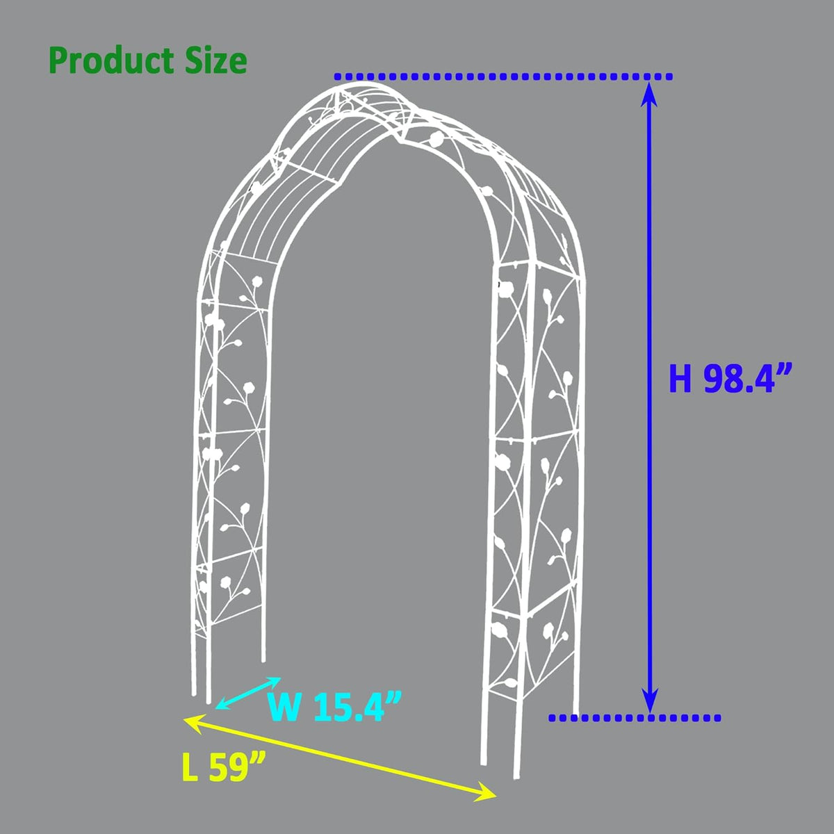 Metal Garden Arch 98.4" H Garden Arbor Trellis for Outdoor Climbing Plants Support Rose Lawn Tall