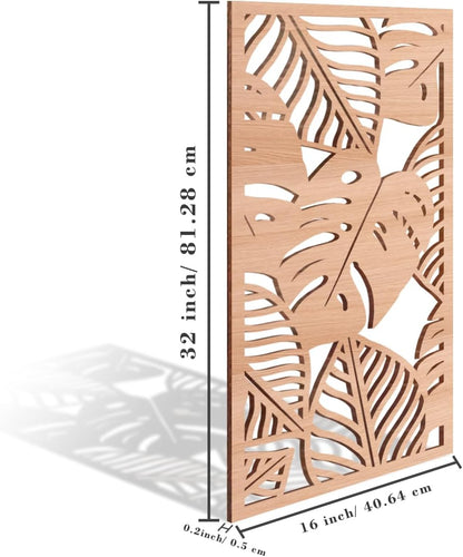 IARTTOP Leaf Wood Tropical Wall Art 15.9X32 Inch Carved Palm Leaves Wall Decor Coastal Monstera