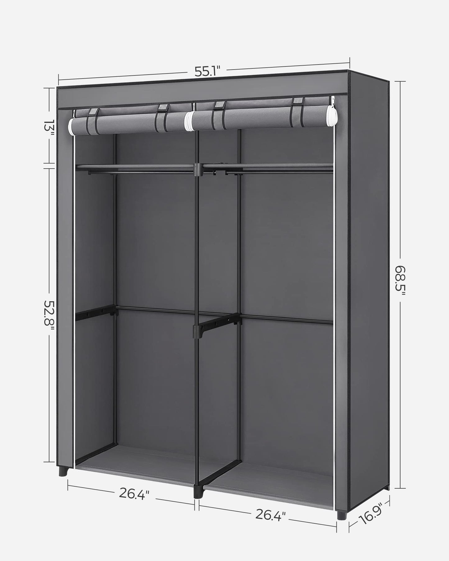 SONGMICS Closet Wardrobe, Portable Closet for Bedroom, Clothes Rail with Non-Woven Fabric Cover
