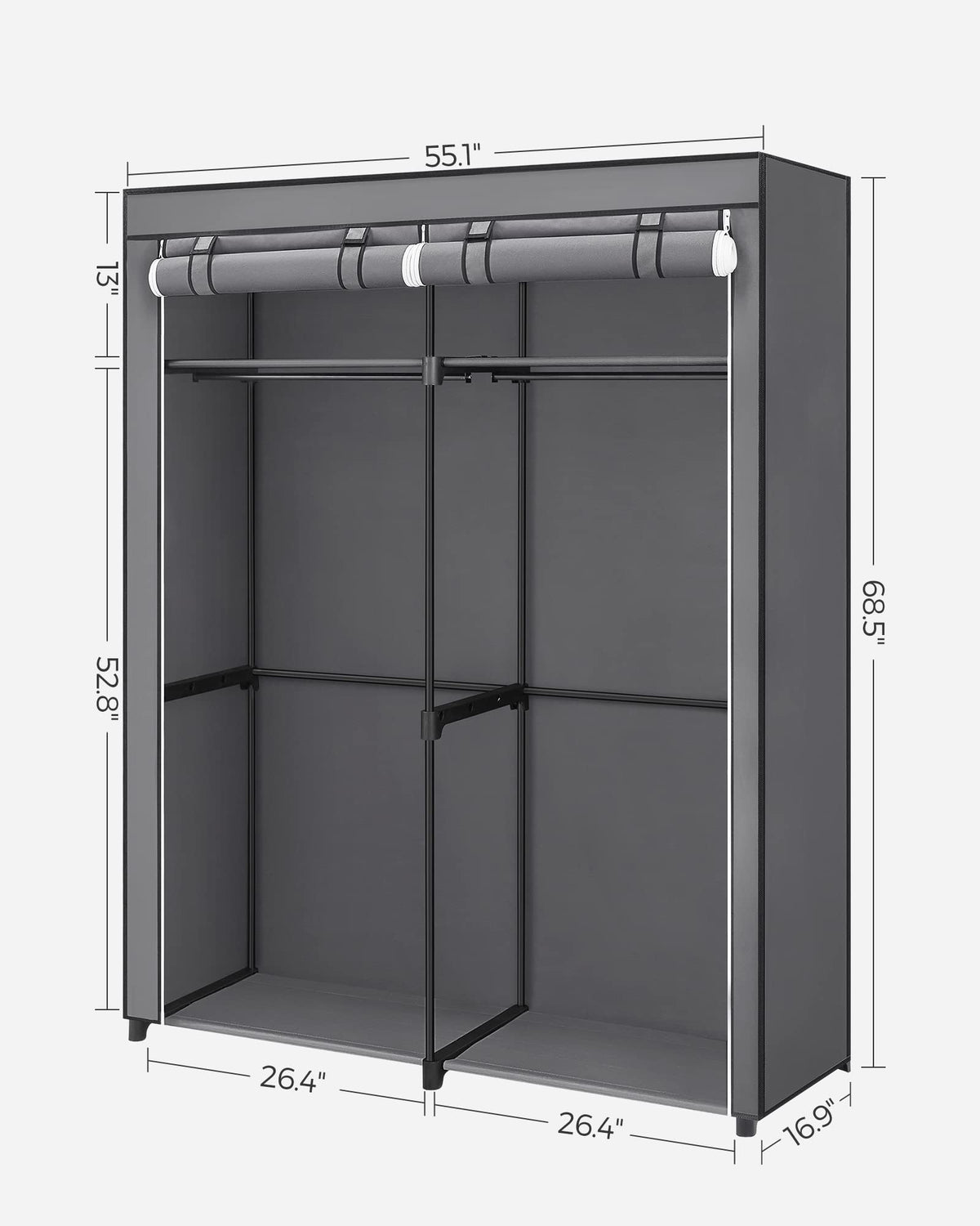 SONGMICS Closet Wardrobe, Portable Closet for Bedroom, Clothes Rail with Non-Woven Fabric Cover