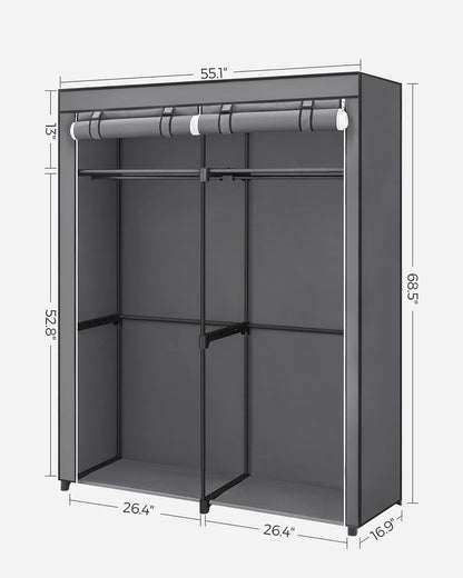 SONGMICS Closet Wardrobe, Portable Closet for Bedroom, Clothes Rail with Non-Woven Fabric Cover