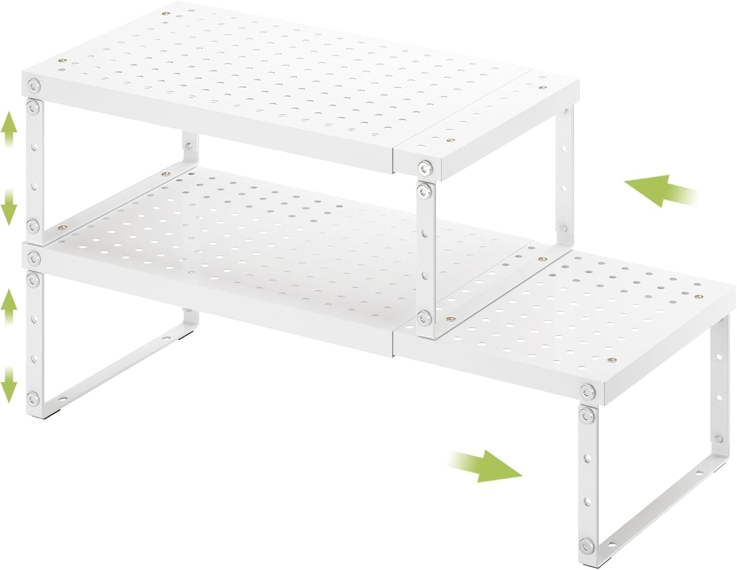 Expandable Cabinet Organizer Shelf With Adjustable Height, Stackable Kitchen Countertop Organizer