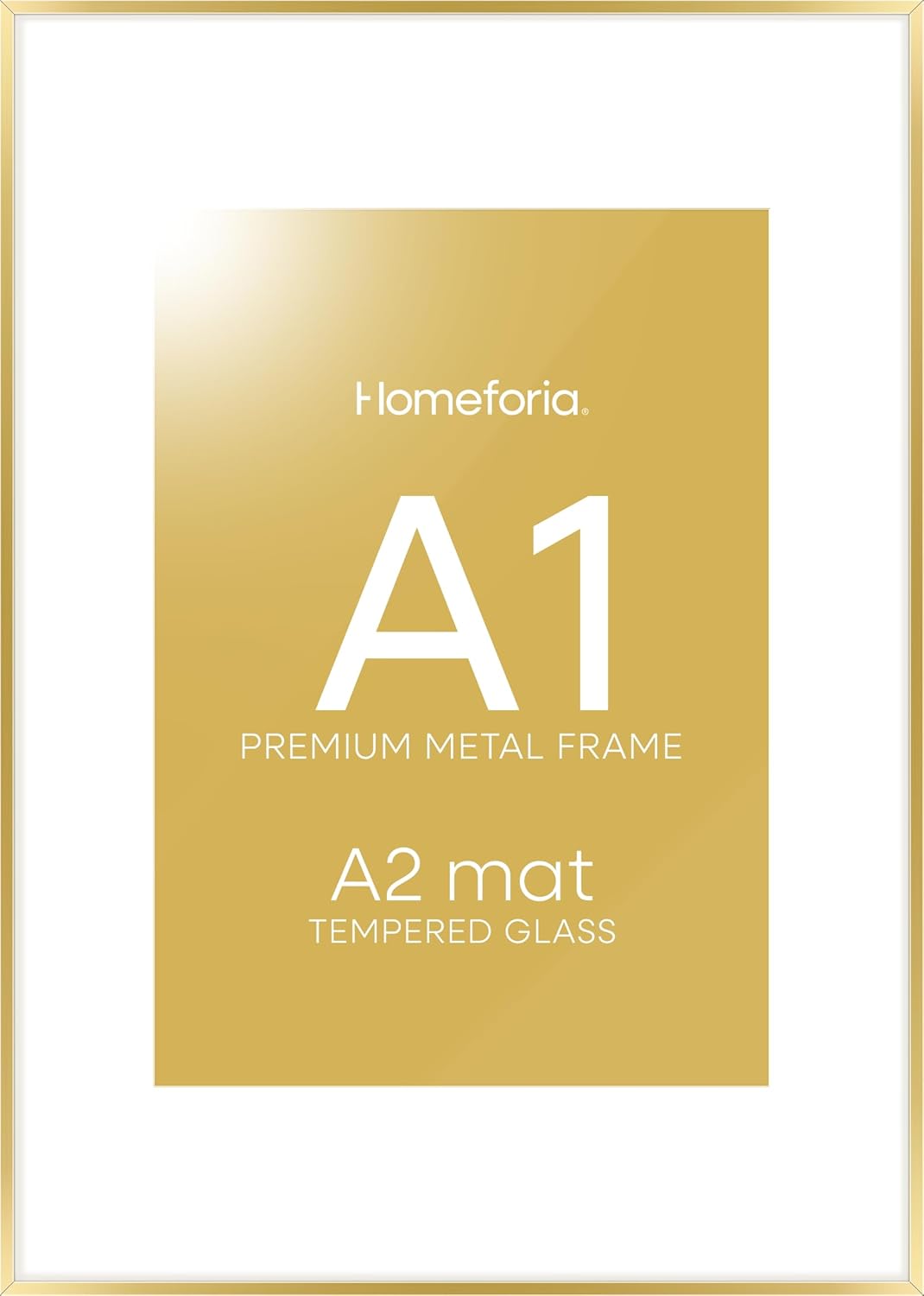 Homeforia A1 Poster Frame Gold, High End Metal 23.4 x 33.1 inches Large Picture Frames with Mat