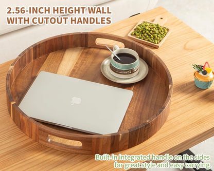 Extra Large Round Ottoman Coffee Table Tray, 22" Big Kitchen Serving Trays for Huge Ottoman Counter