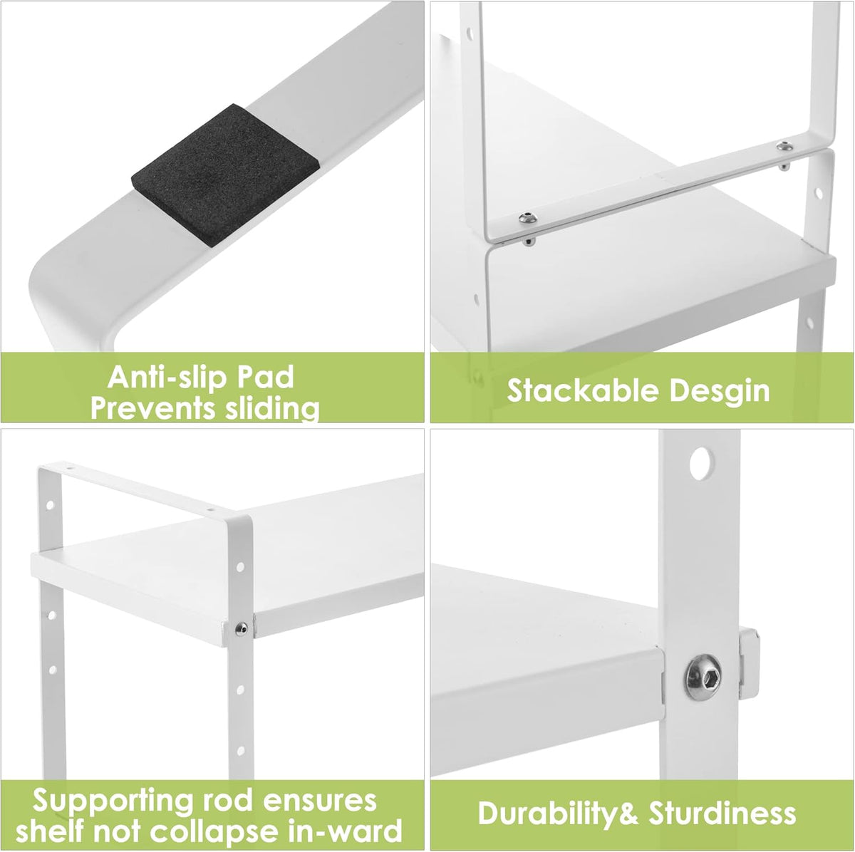 Expandable Cabinet Shelf Organizer Rack, Stackable Kitchen Counter Storage Shelves Stand