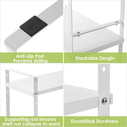 Expandable Cabinet Shelf Organizer Rack, Stackable Kitchen Counter Storage Shelves Stand