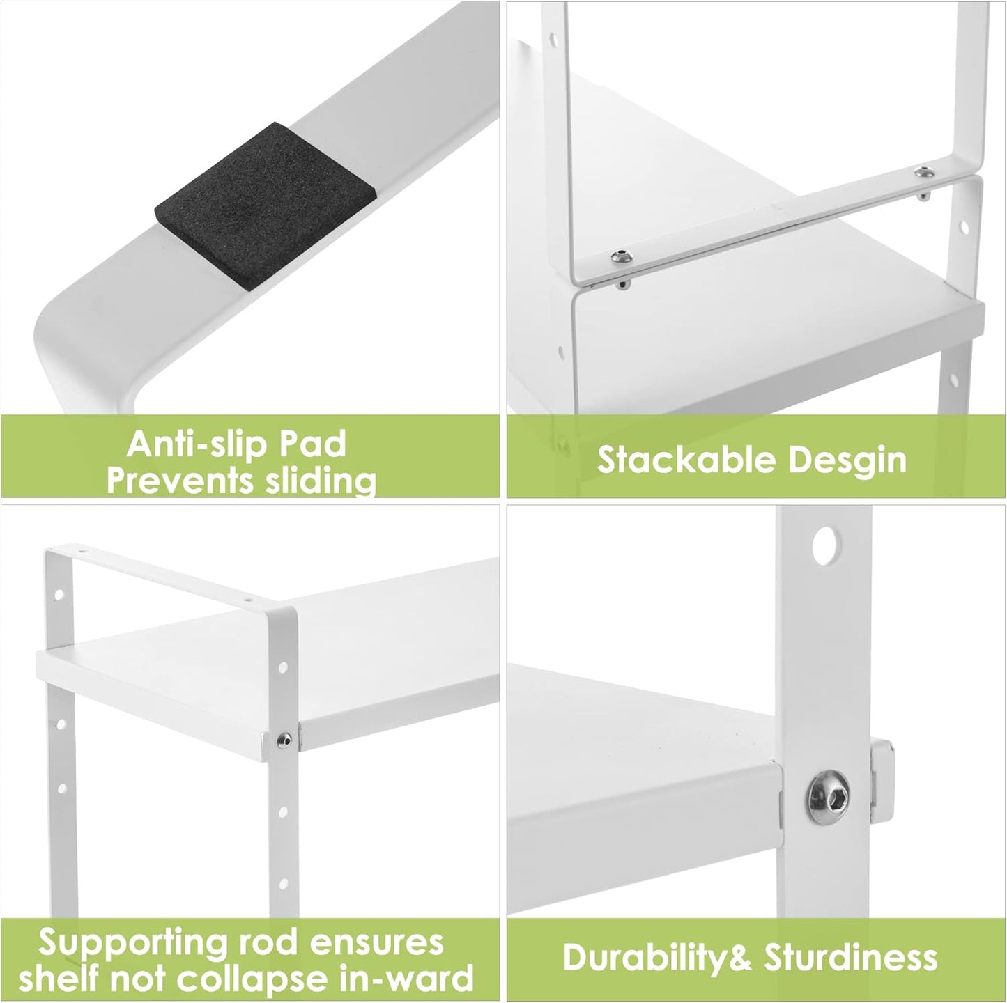 Expandable Cabinet Shelf Organizer Rack, Stackable Kitchen Counter Storage Shelves Stand