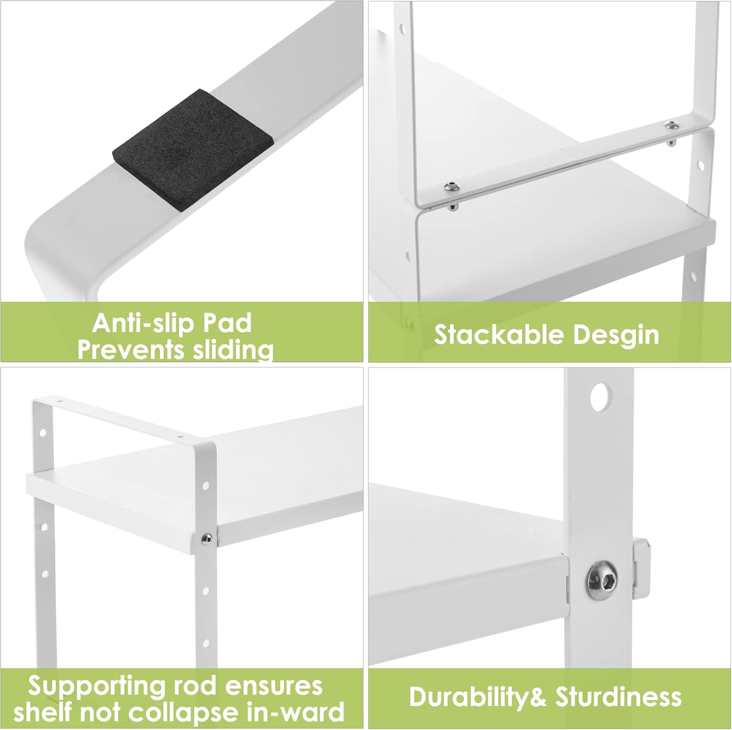 Expandable Cabinet Shelf Organizer Rack, Stackable Kitchen Counter Storage Shelves Stand