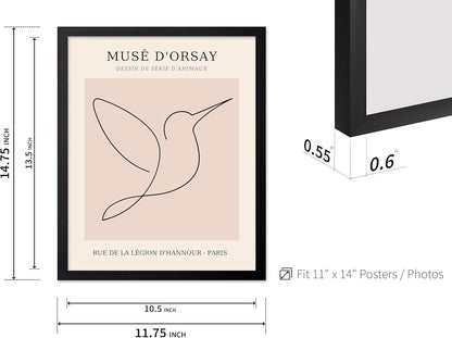 Poster Master Vintage Poster - Retro One Line Hummingbird Drawing Print - Bird Line Art - Minimal