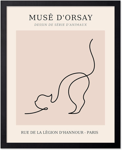 Poster Master Vintage Poster - Retro One Line Cat Drawing Print - Cat Art - Minimal Gift for Men