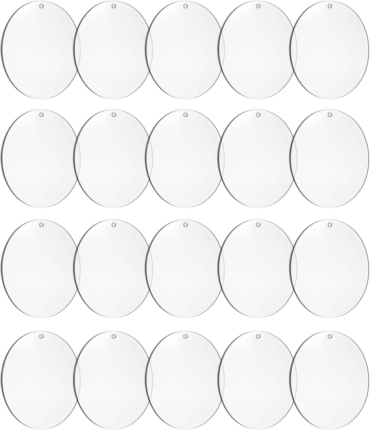 4 Inch Round Acrylic Blanks Ornament 20 Pcs Clear Acrylic Disc Circle with Holes Clear Christmas