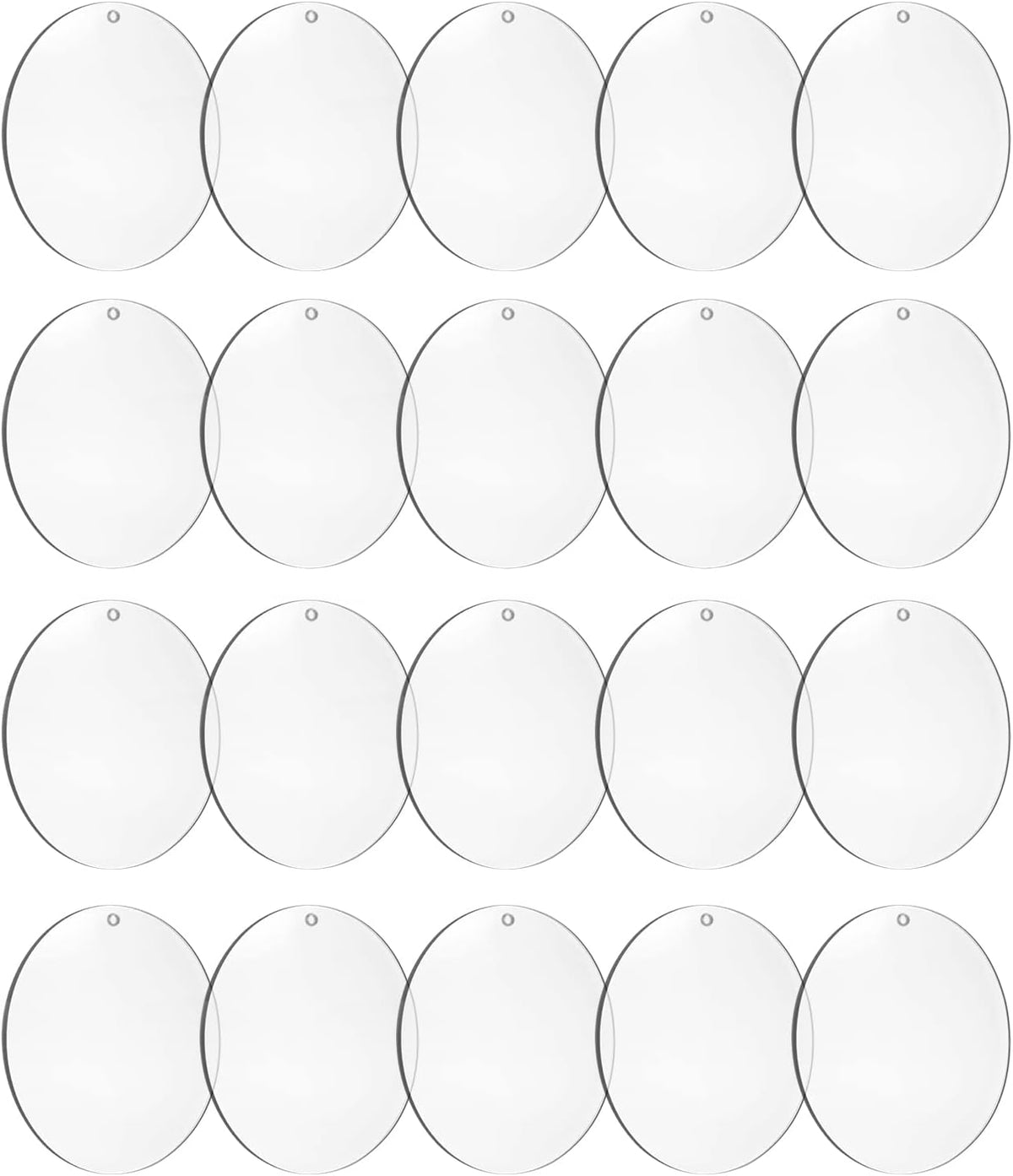 4 Inch Round Acrylic Blanks Ornament 20 Pcs Clear Acrylic Disc Circle with Holes Clear Christmas