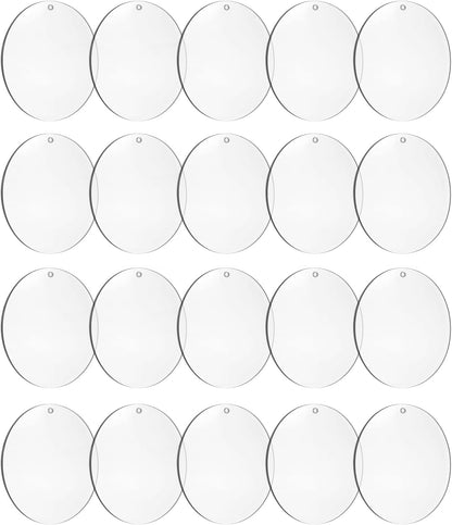 4 Inch Round Acrylic Blanks Ornament 20 Pcs Clear Acrylic Disc Circle with Holes Clear Christmas