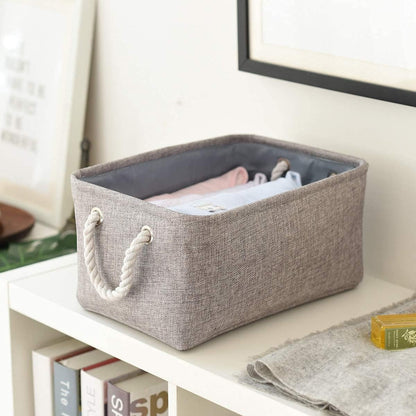 Storage Basket Fabric Sturdy Canvas Storage Bins Organizer with Handles for Clothes and Storage