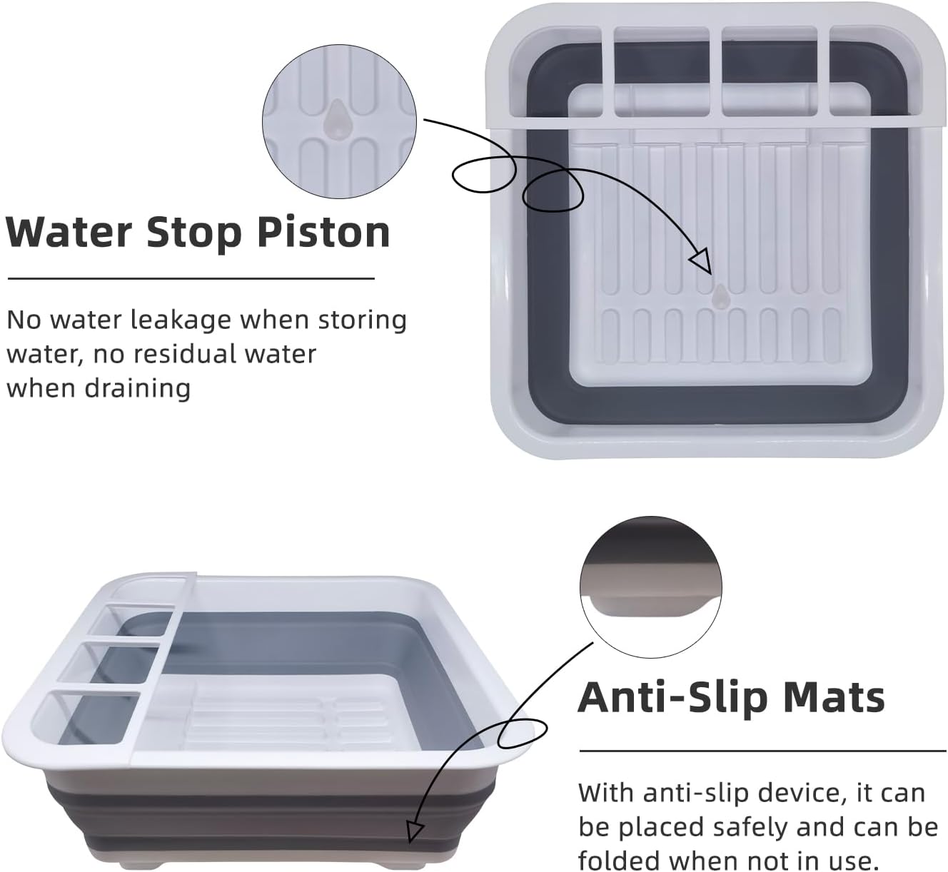 THANSTAR Collapsible Dish Drying Rack for RV Campers Portable Dinnerware Drainer Organizer for