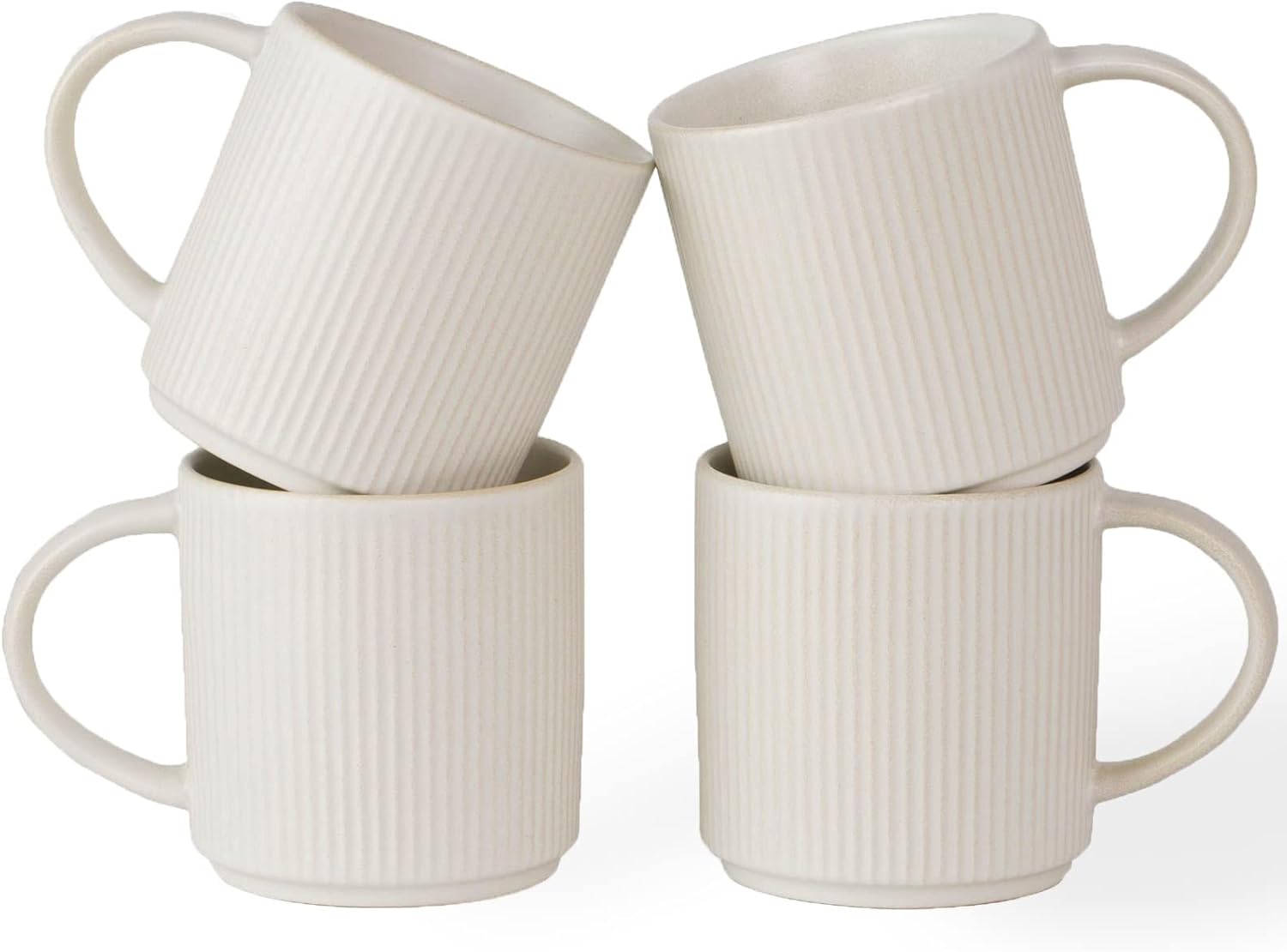 famiware Coffee Mug Set for 4, Star 12 oz Catering Mugs Cup Set with Handle for Coffee, Tea, Cocoa
