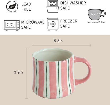 Vibrant Striped Ceramic Coffee Mug - Unique Red Design, 12oz, Microwave & Dishwasher Safe, Perfect