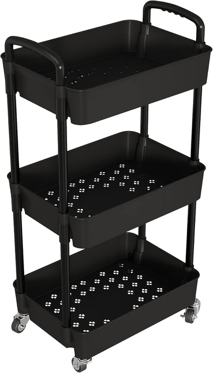 Laiensia 3-Tier Kitchen Storage Cart,Multifunction Utility Rolling Storage Organizer,Mobile