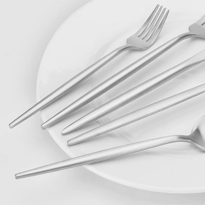 Matte Silverware Set, Vanys 20 Piece Stainless Steel Cutlery Flatware Set, Kitchen Utensil Sets for