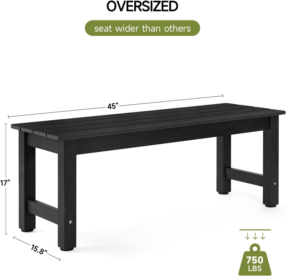 Outdoor Bench, 2-Person Poly Lumber Garden Bench, All-Weather Patio Bench Will not Rot and Fade for