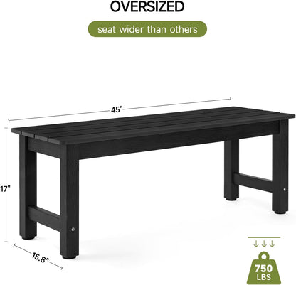Outdoor Bench, 2-Person Poly Lumber Garden Bench, All-Weather Patio Bench Will not Rot and Fade for