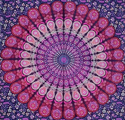 Bless International Handmade Indian hippie Bohemian Psychedelic Peacock Mandala Wall hanging