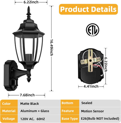 Lamomo Motion Sensor Outdoor Lights, Dusk to Dawn Outdoor Lighting, Exterior Aluminum Waterproof
